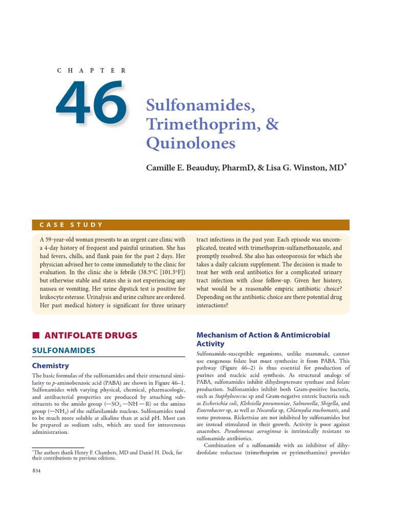 Sulfonamides, Trimethoprim, & Quinolones Camille E. Beauduy, Pharmd