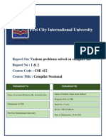 Port City International University: Report On: Report No: Course Code: Course Title