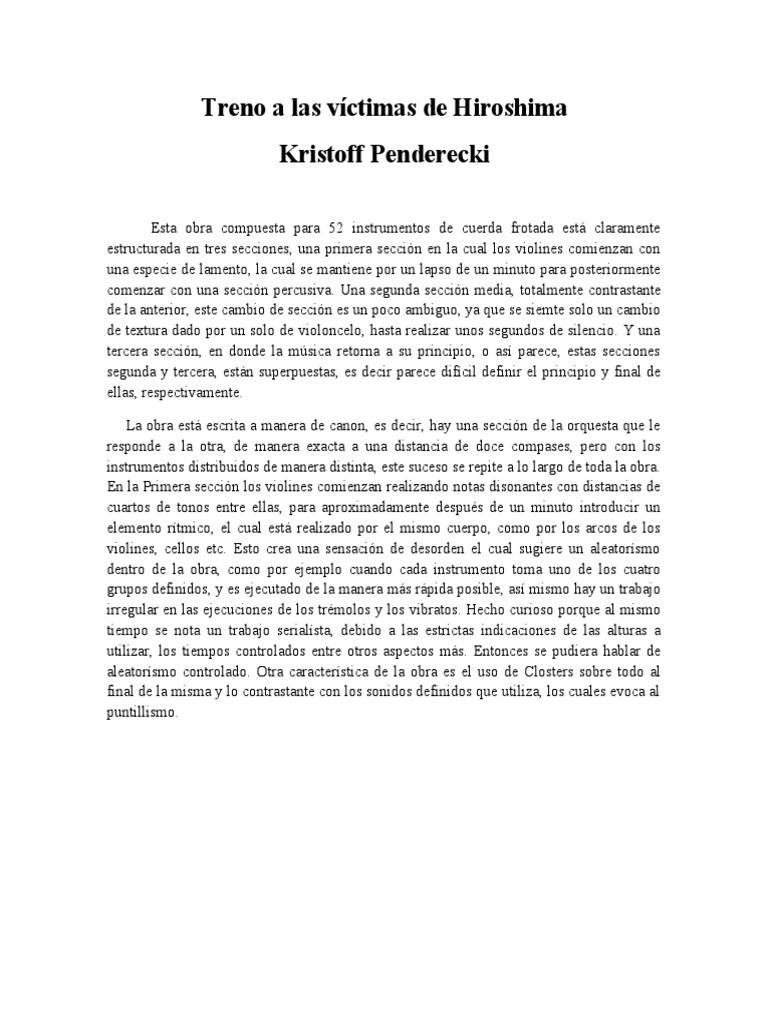 Treno A Las Víctimas de Hiroshima PDF