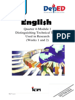 English: Quarter 4-Module 1 Distinguishing Technical Terms Used in Research (Weeks 1 and 2)