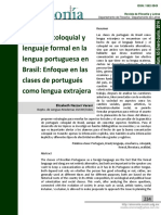 Lenguaje Coloquial y Lenguaje Formal en La Lengua Portuguesa en Brasil: Enfoque en Las Clases de Portugués Como Lengua Extrajera