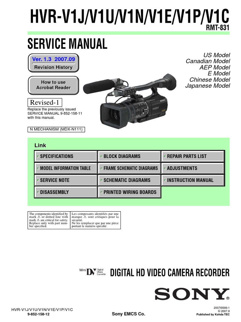 Sony Hvr-V1j U N e P C Ver1.3 | PDF | Soldering | Electronic Circuits