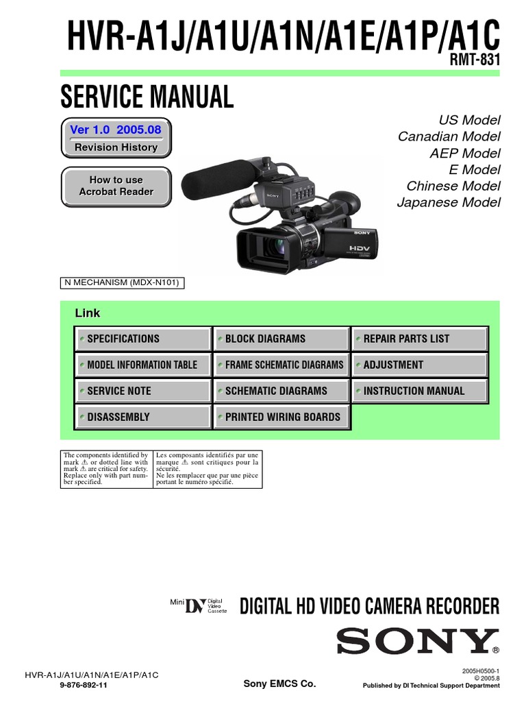 Sony HvrA1j A1u A1n A1e A1p A1c Ver.1.0 PDF Soldering Electronic