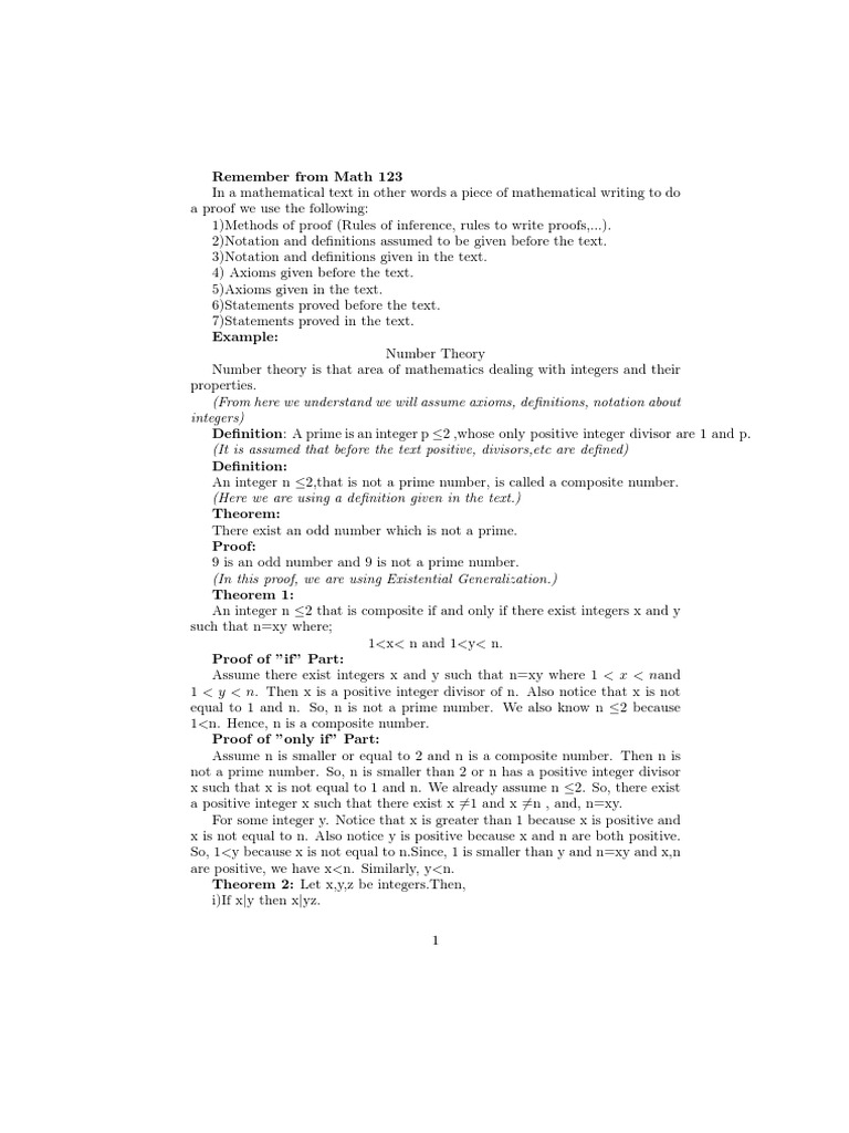 Proof Techniques in Number Theory | PDF | Mathematical Proof | Numbers