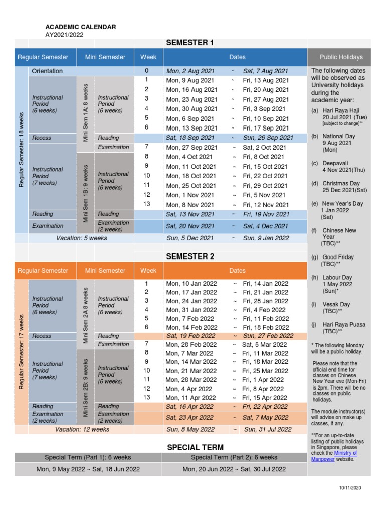Calendrier 2023 Nus Nus Academic Calendar | Pdf | Academic Term
