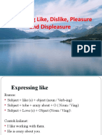 Expressing Like, Dislike, Pleasure and Displeasure