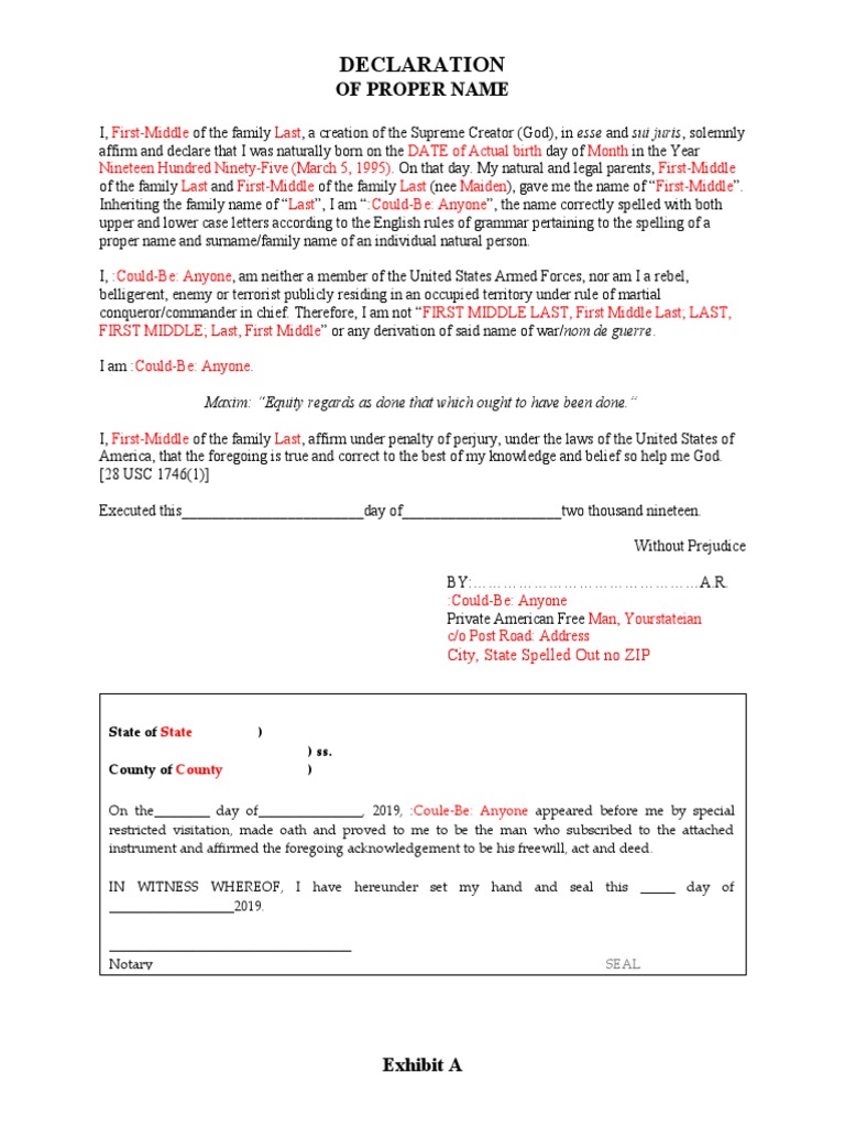 2-Declaration of Proper Name | PDF | Justice | Crime & Violence