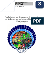 Filipino8 - q4 - CLAS3 - Paglalahad NG Pangyayari Sa Aralin at Kahulugan NG Matatalinghagang Ekspresyon - v1 MAJA JOREY DONGOR
