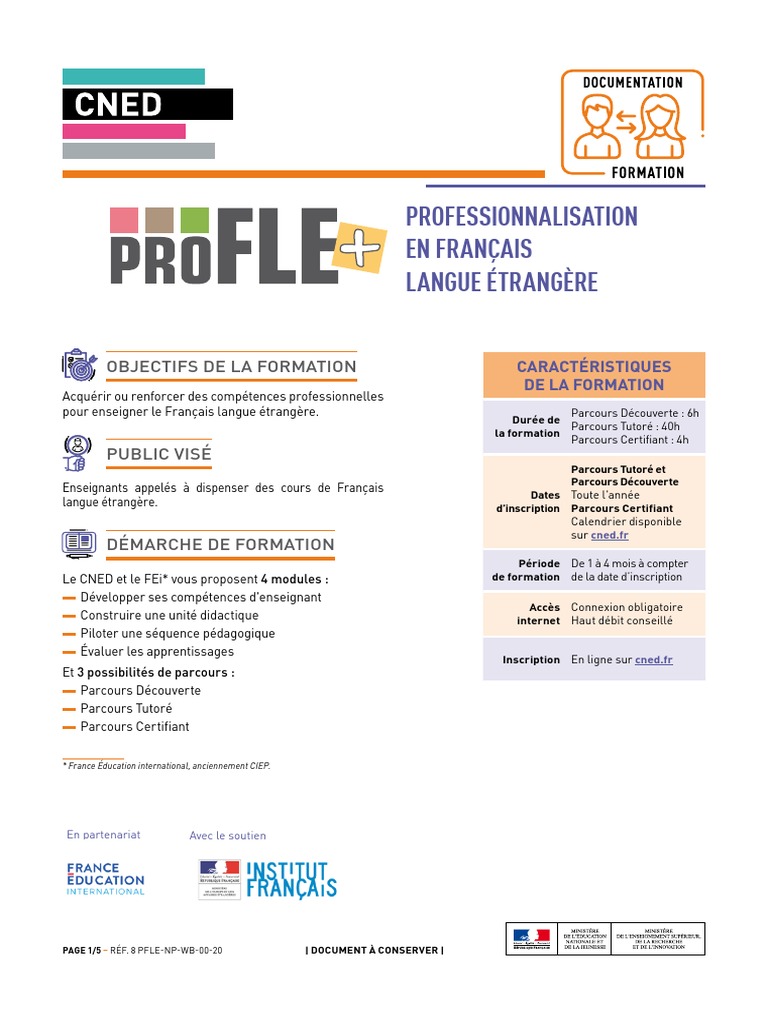 Formation CNED en FLE pour enseignants | PDF | Pédagogie | Formation à ...