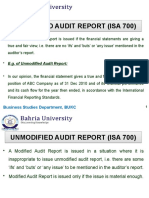 Unmodified Audit Report (Isa 700) Unmodified Audit Report (Isa 700)