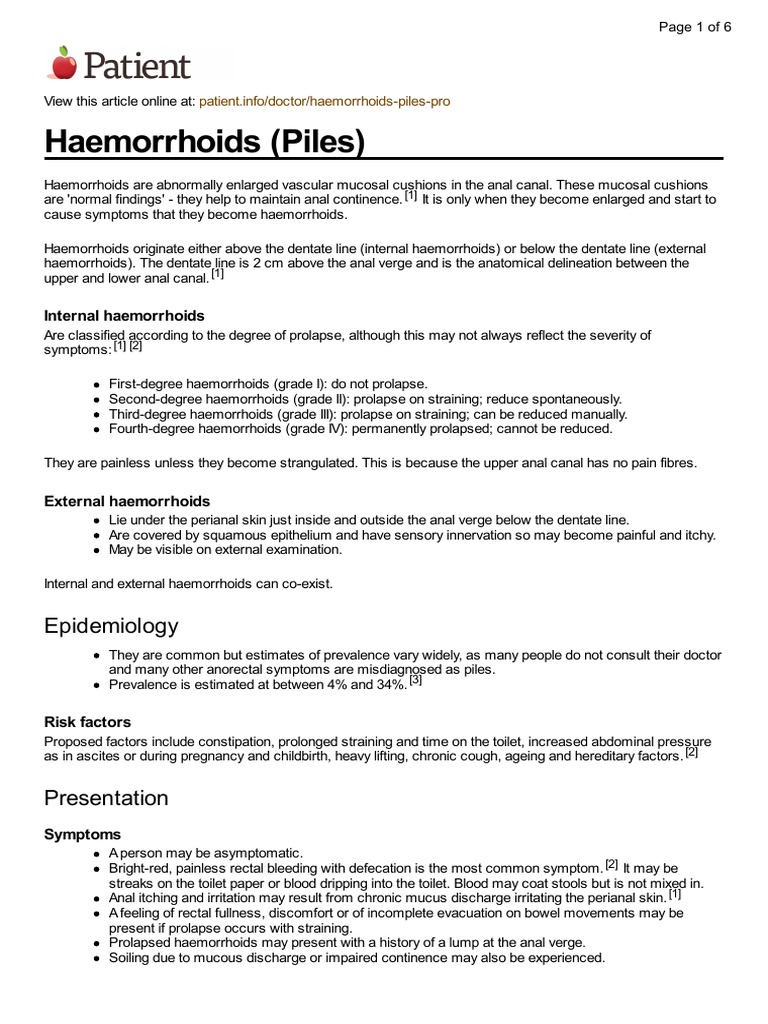 UK Prof Hemorrhoids Piles Condition Leaflet PDF Hemorrhoid