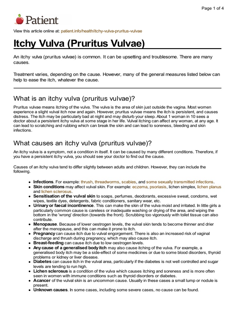 What Is An Itchy Vulva (Pruritus Vulvae) ? PDF Candidiasis Vagina