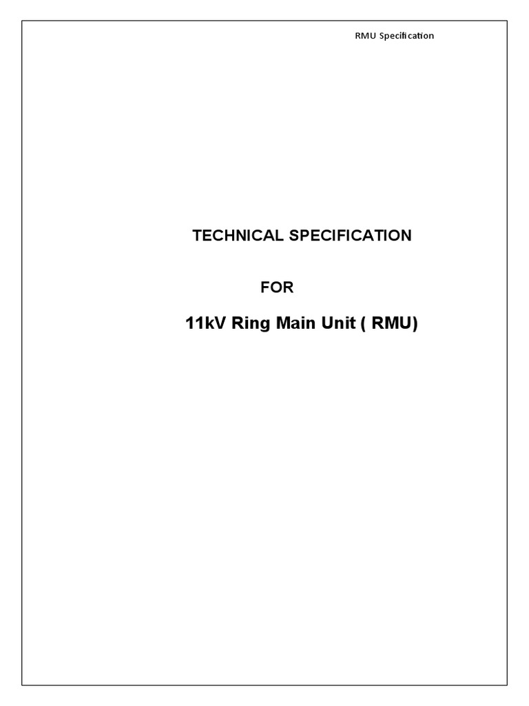 11kV RMU Technical Specifications | PDF | Switch | Alternating Current