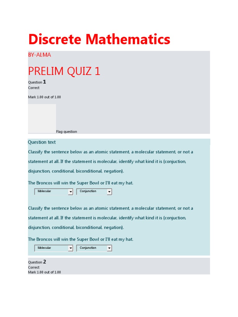 Discrete Mathematics Quiz Insights | PDF | Vertex (Graph Theory ...