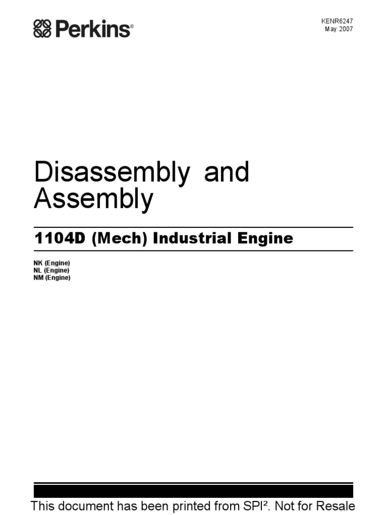 1104 Assembly and Disassembly | PDF | Internal Combustion Engine | Belt ...