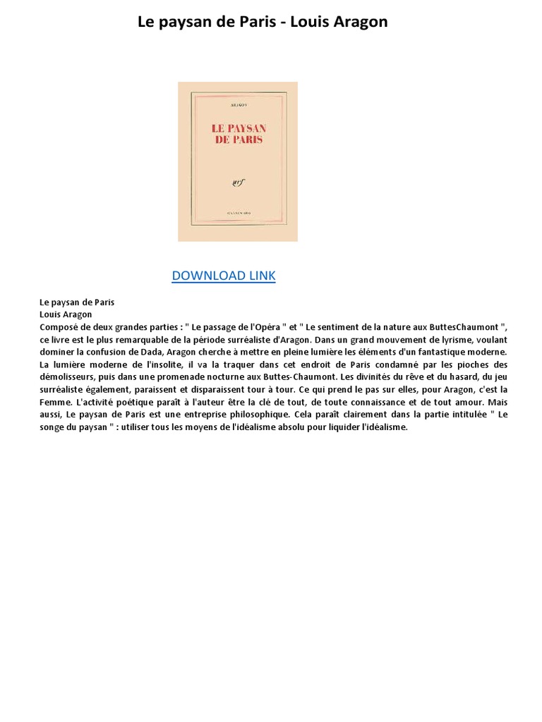 Le Paysan de Paris - Louis Aragon | PDF