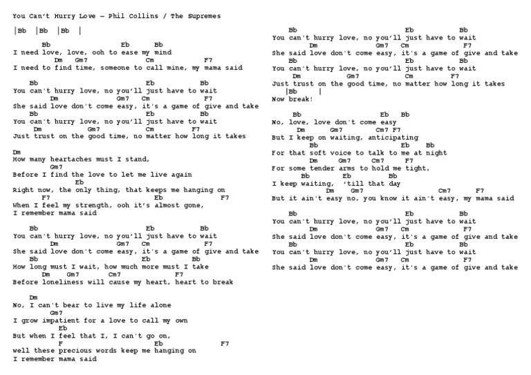 You Can T Hurry Love Phil Collins Chords Landscape Pdf Song Recordings Produced Songs Written