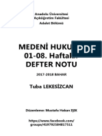 Anadolu Aöf Medeni Hukuk Iı Defter Notu