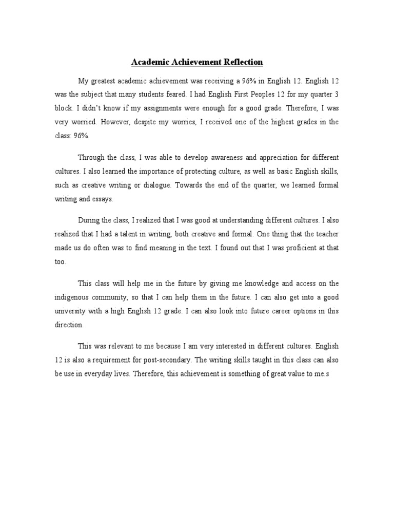 Reflection on English 12 Achievement | PDF | Language Arts & Discipline