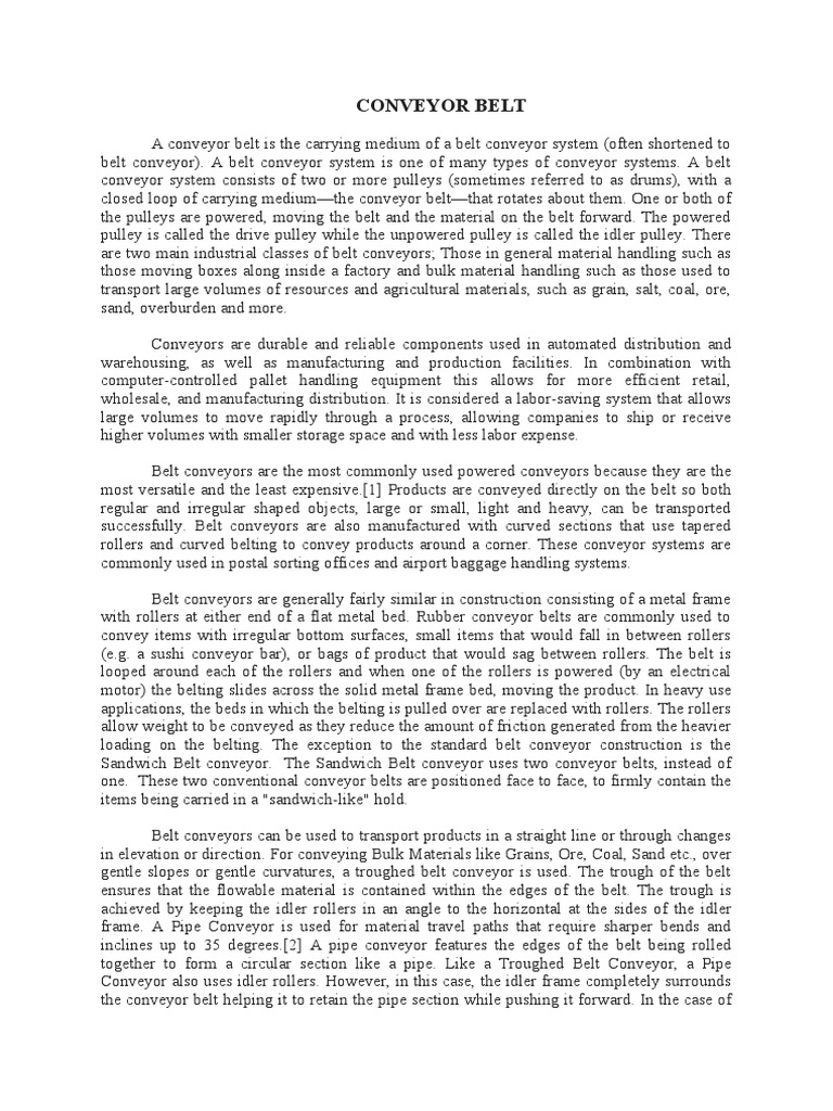 Understanding Conveyor Belt Systems | PDF | Mechanical Engineering ...