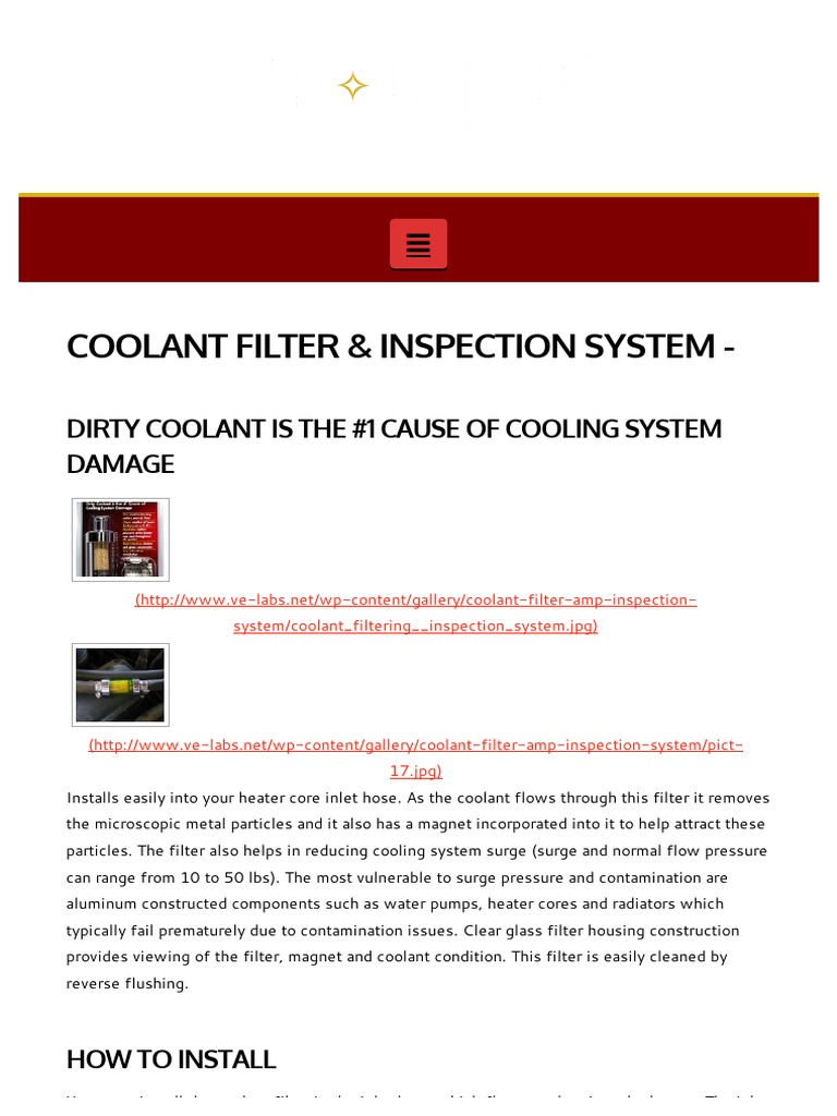 Coolant Filter Installation Guide | PDF | Radiator | Tools