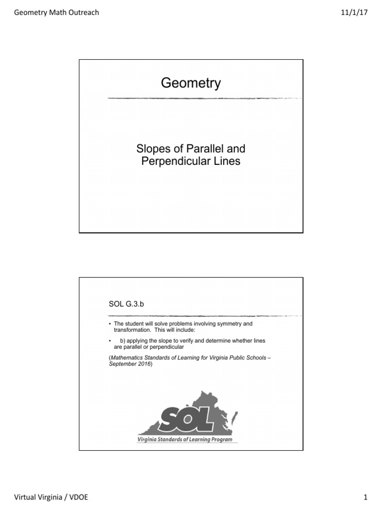 Slopes of Parallel and Perpendicular Lines | PDF | Slope | Geometry