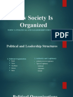 How Society Is Organized: Topic 3: Political and Leadership Structures