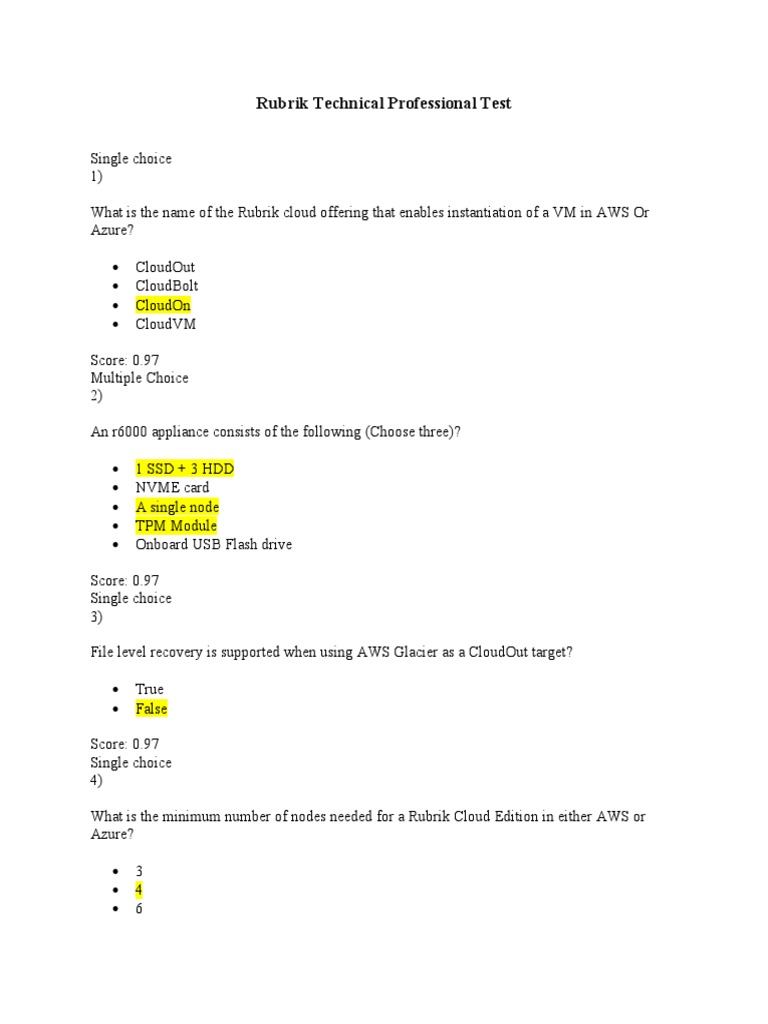 Rubrik Technical Professional Rtp Accreditation Exam Dump Pdf Backup Hyper V