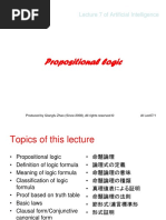 Propositional Logic: Lecture 7 of Artificial Intelligence