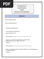 Activity # 1: OOP Assignment No. 6 Zaryab Ahmed Khan 20-CS-84 Submitted To: Ma'am Rabia Mahum