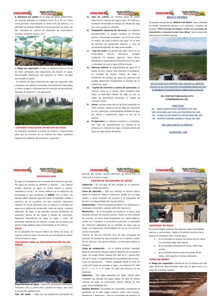 Modulo de Riego | PDF | Riego | Reservorio
