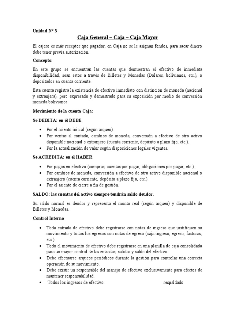 Definición y Control de Caja General | PDF | Cheque | Bancos