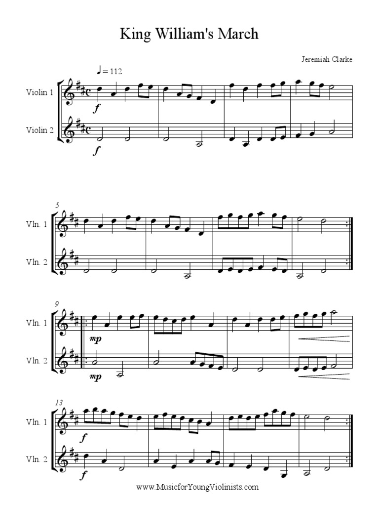 King Williams March Violin Duet PDF