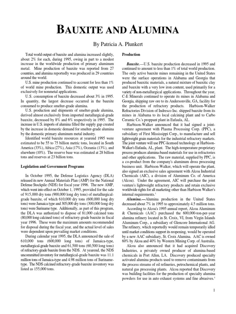 Bauxite & Alumina | PDF | Alcoa | Aluminium Oxide