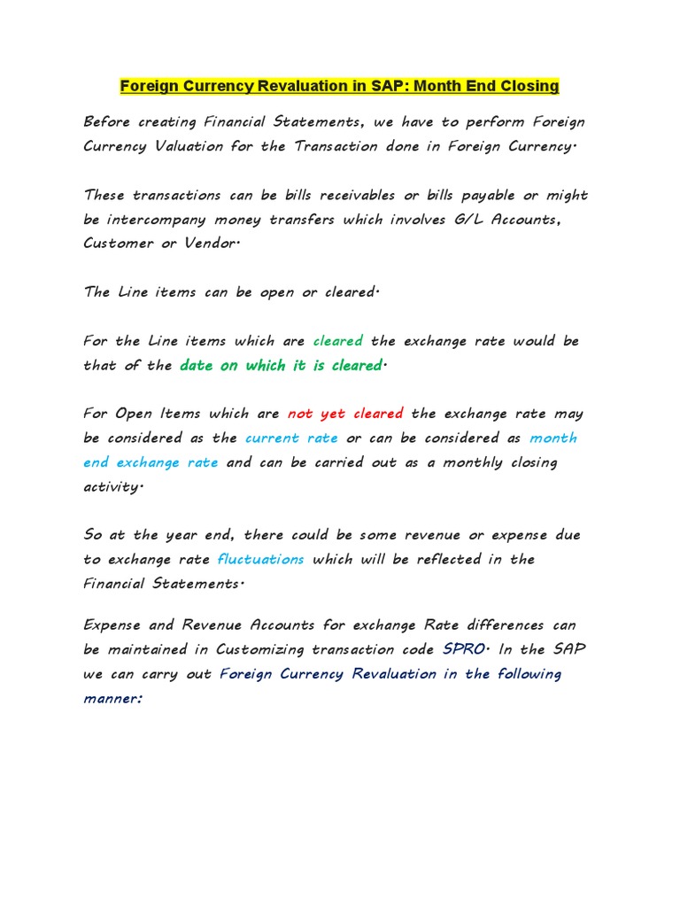 SAP Foreign Currency Revaluation Guide | PDF | Revaluation | Exchange Rate