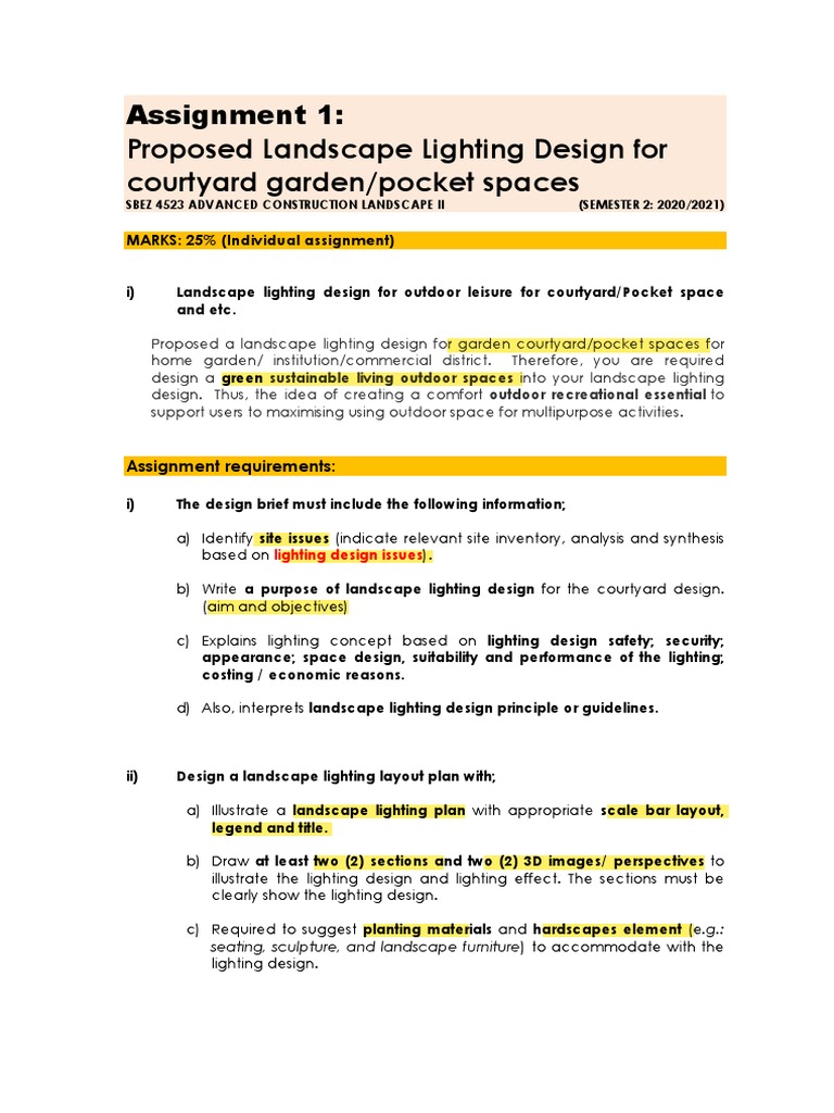 Landscape Lighting Design Assignment | PDF | Lighting | Technical Drawing