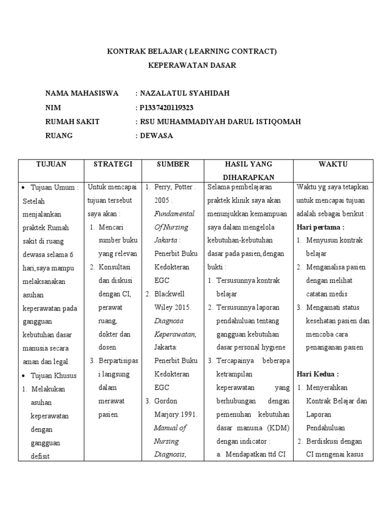 KONTRAK BELAJAR Baruuuuuuuuuuuuuu | PDF