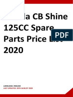 Honda CB Shine 125cc Spare Parts Price List