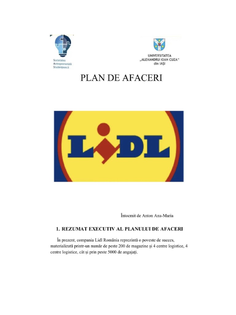 Plan de Afaceri Lidl