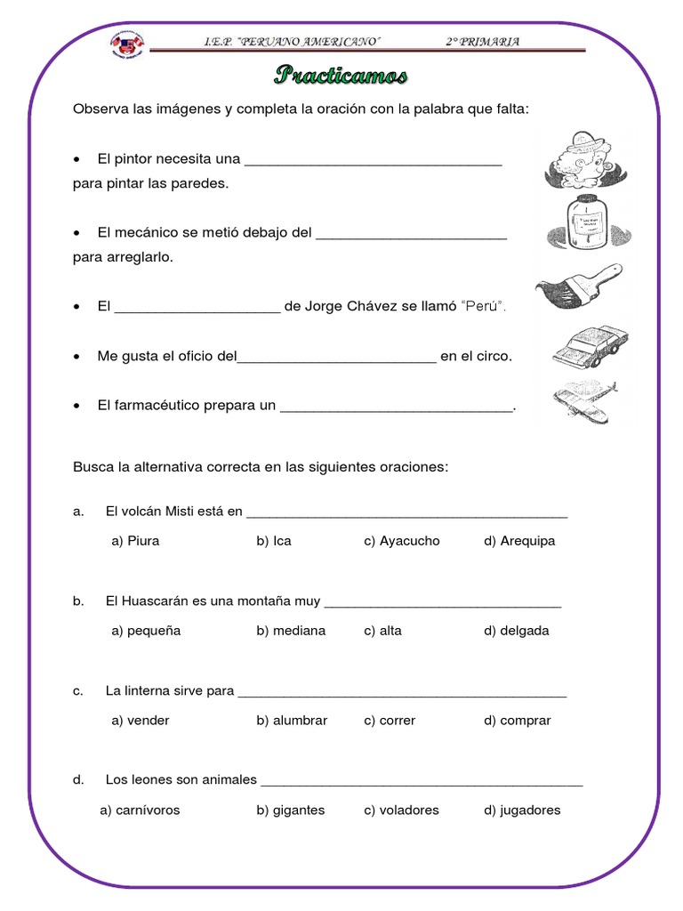 Ejercicios de oraciones con vocabulario | PDF | Artes del Lenguaje y ...