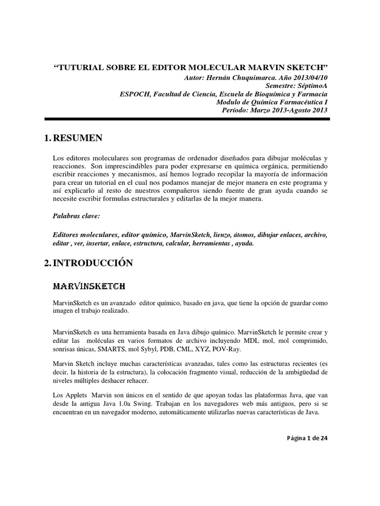Tutorial de Marvin Sketch: Editor Químico | PDF | Enlace químico ...