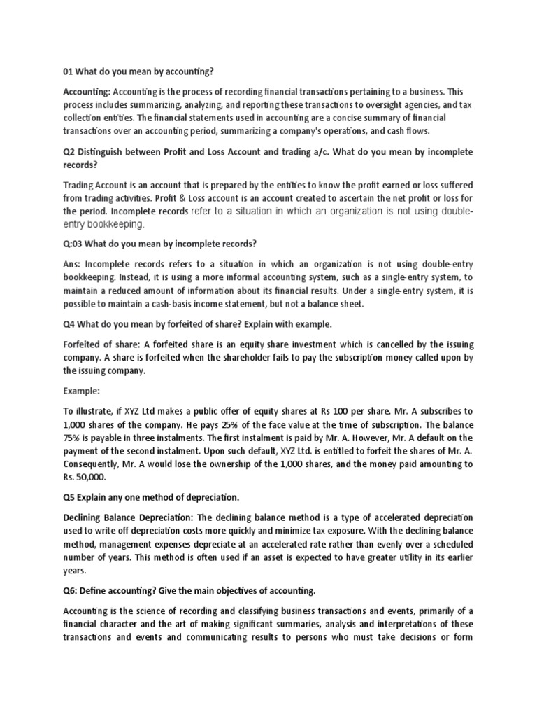 BBA 1st Sem Accounting Fundamentals Notes | PDF | Going Concern | Debenture