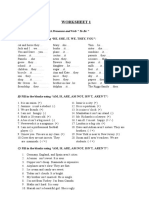 Worksheet 1: SUBJECT: Subject Pronouns and Verb " To Be "