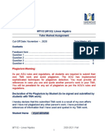 MT132 (M132) : Linear Algebra Tutor Marked Assignment: Plagiarism Warning