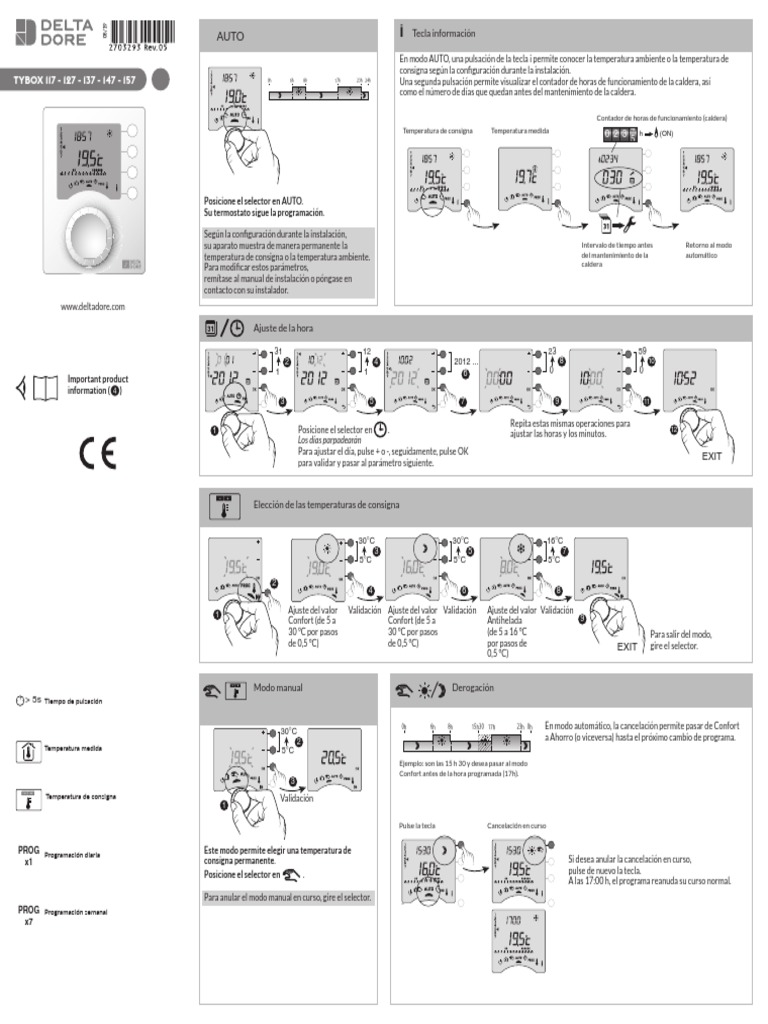 Instrucciones Termostato Delta Dore Tybox 117 PDF Transferencia de — free download