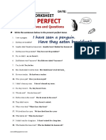 Present Perfect: Grammar Worksheet