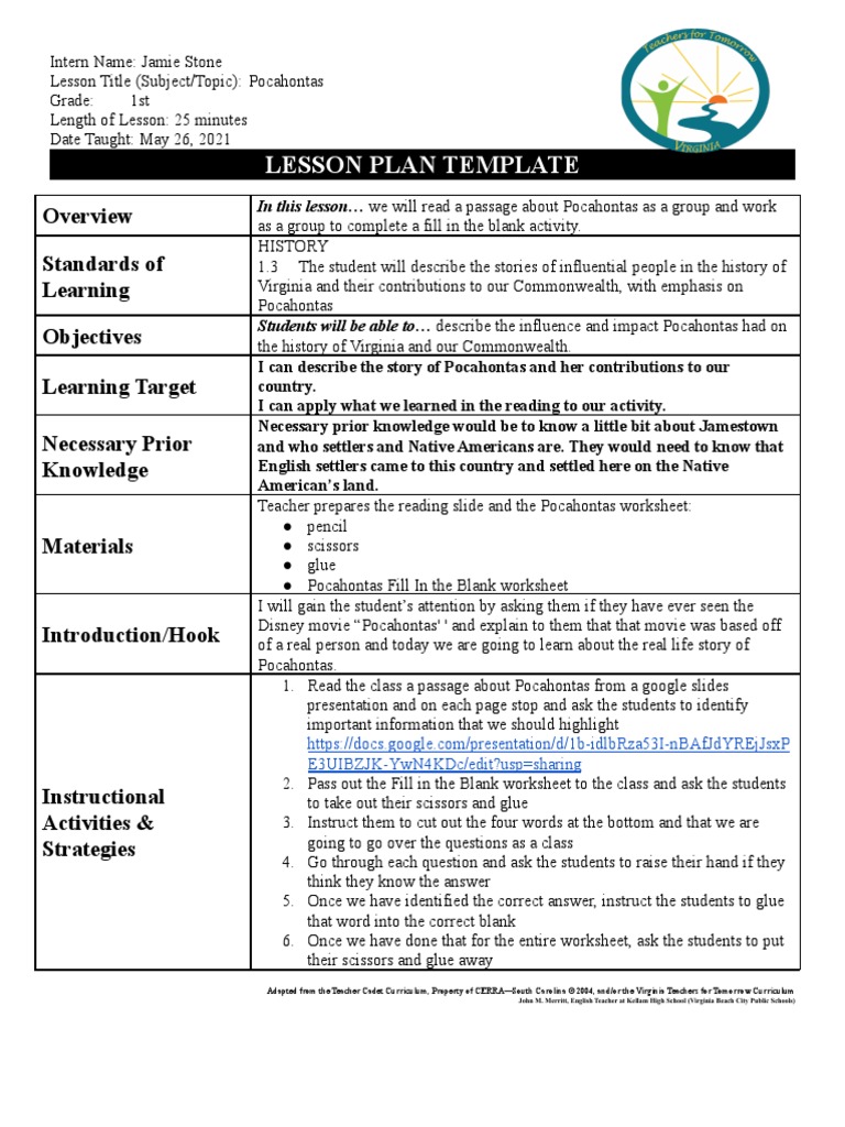 Lesson Plan Template 2021 | PDF | Lesson Plan | Behavior Modification
