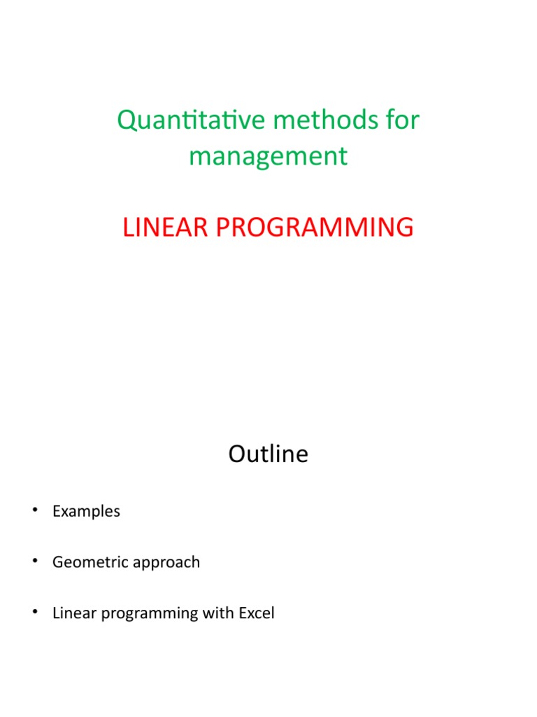 Quantitative Methods For Management: Linear Programming | PDF | Systems ...