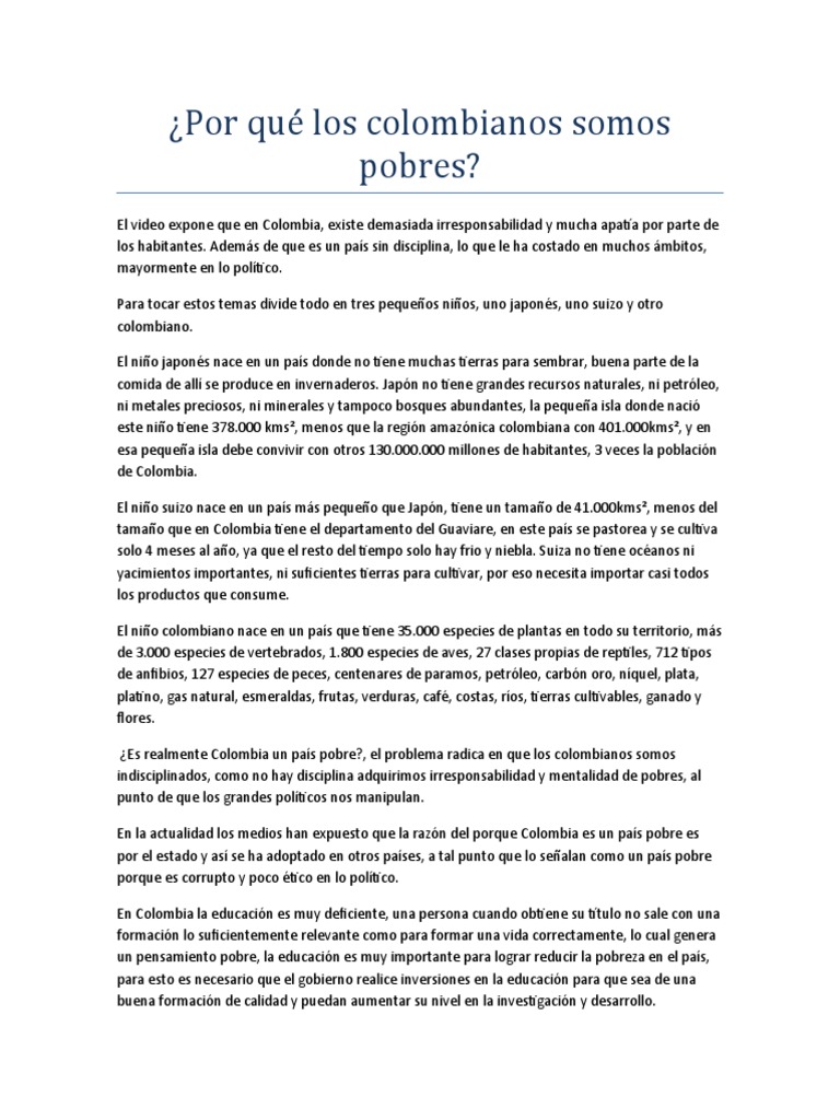 Causas de la pobreza en Colombia | PDF | Pobreza | Pobreza e indigencia