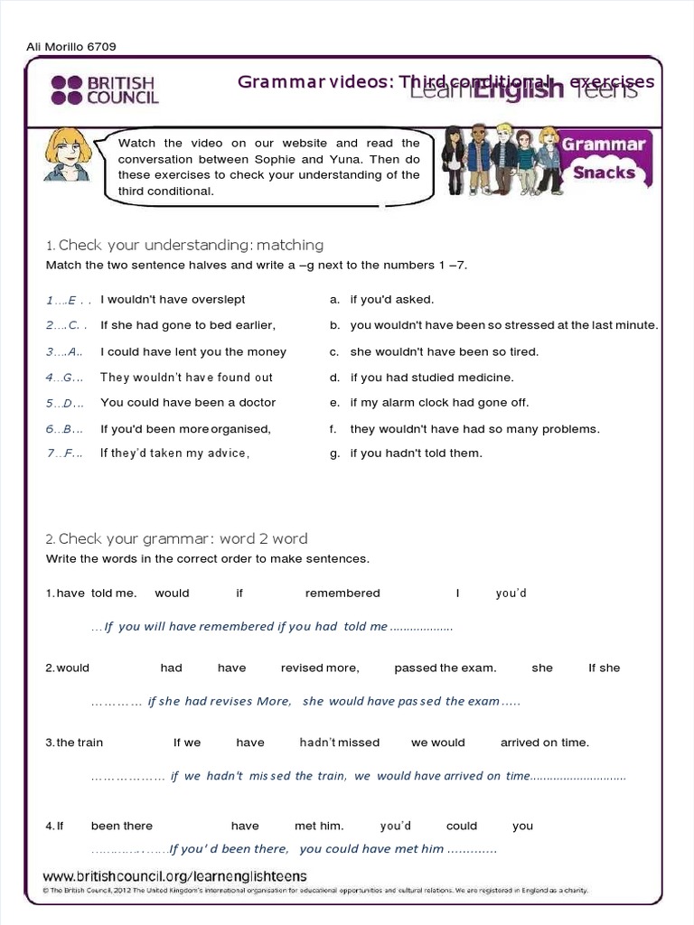 Third Conditional Exercises and Practice | PDF | Language Arts & Discipline